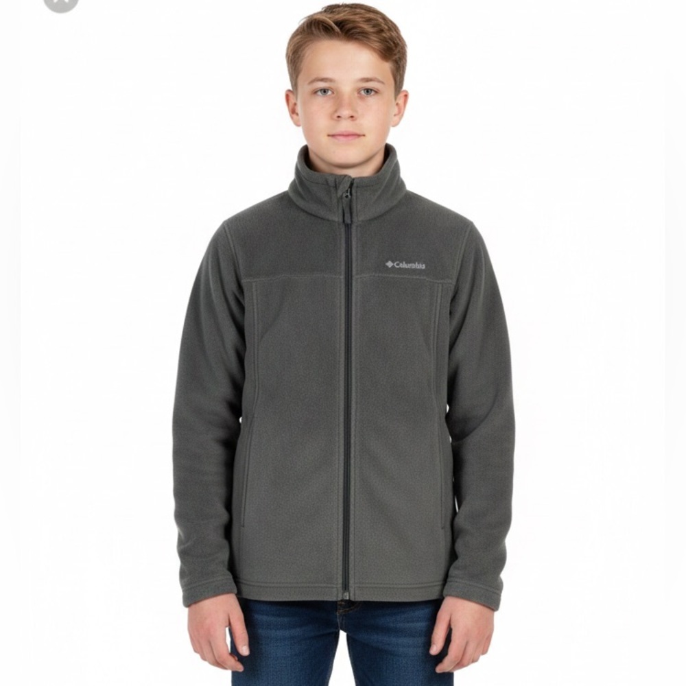 Columbia Charcoal Grey Warm Cozy Comfortable Fleece Jacket Youth Size XL 18/20